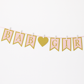 Glittery "Baby Girl" Clothespin Banner for Baby Shower